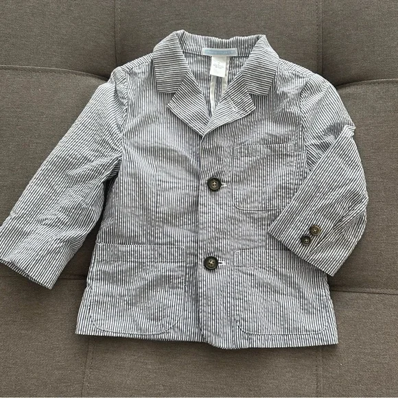 Janie and Jack Stripe Seersucker Suit Blazer - Picture 3 of 5